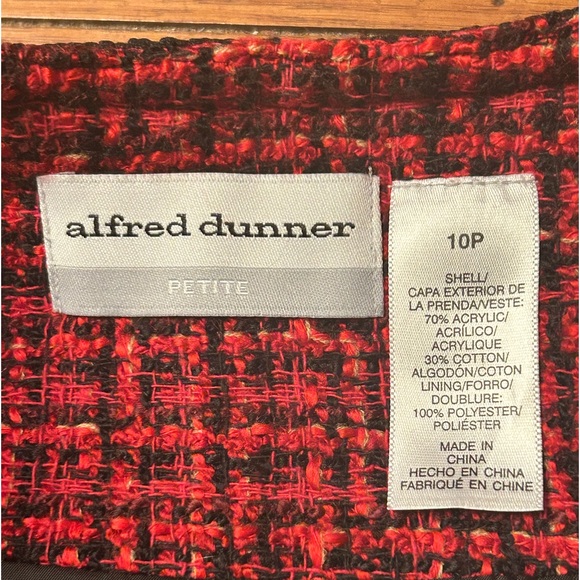 Alfred Dunner Petite Red and Black Tweed Open-Front Blazer - Picture 7 of 8